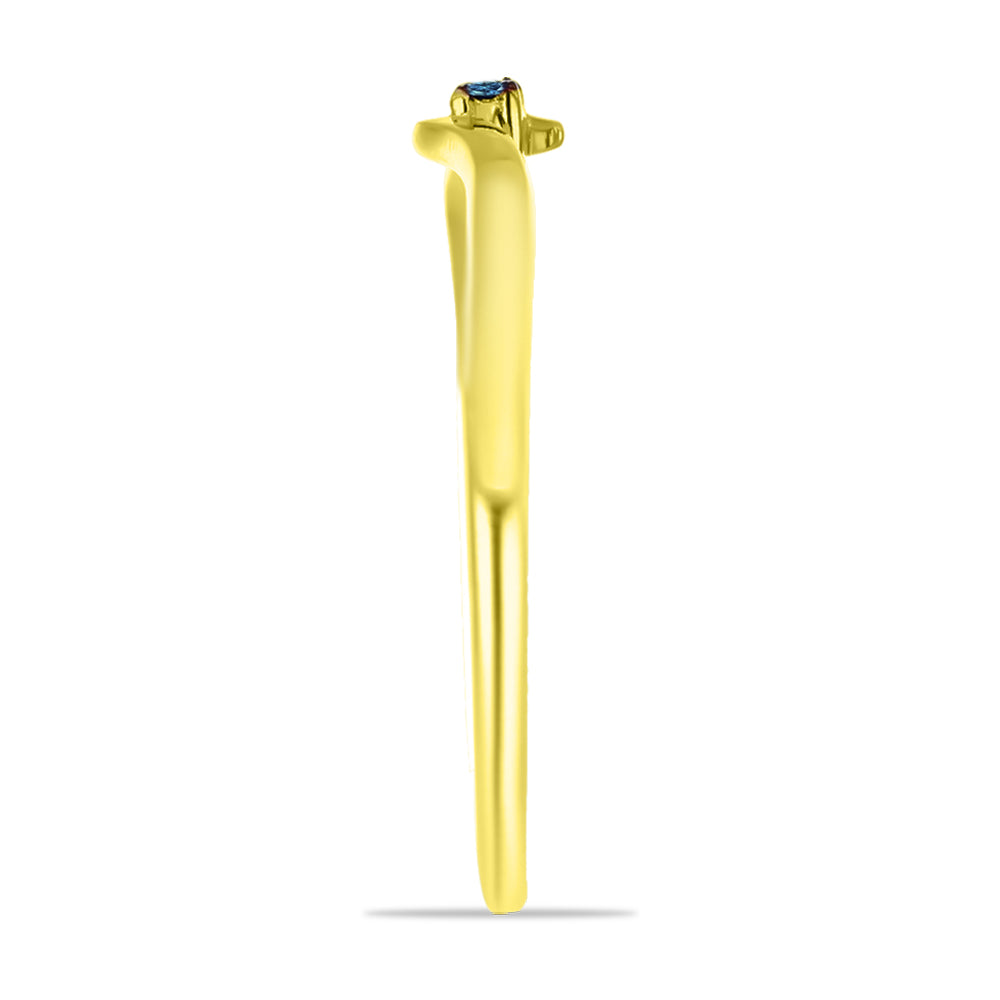 Anillo de Plata Bañada en Oro con Diamante Azul