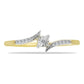 Anillo de Plata Bañada en Oro con Diamante blanco y Zircón Blanco