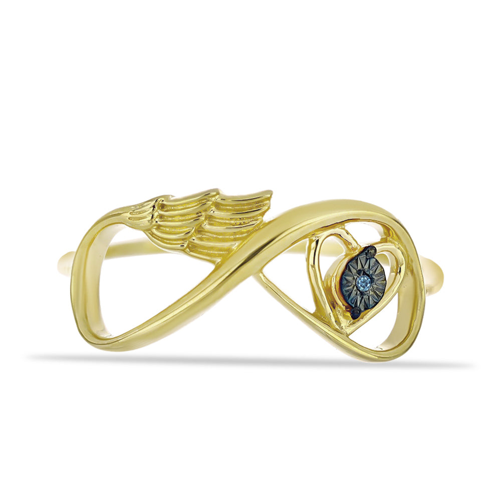 Anillo de Plata Bañada en Oro con Diamante Azul 1 