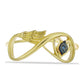 Anillo de Plata Bañada en Oro con Diamante Azul