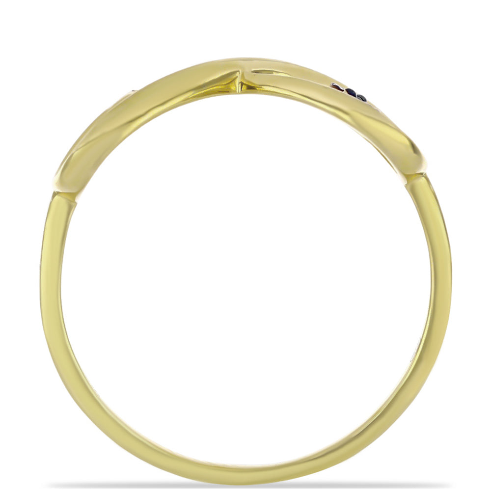 Anillo de Plata Bañada en Oro con Diamante Azul 6 
