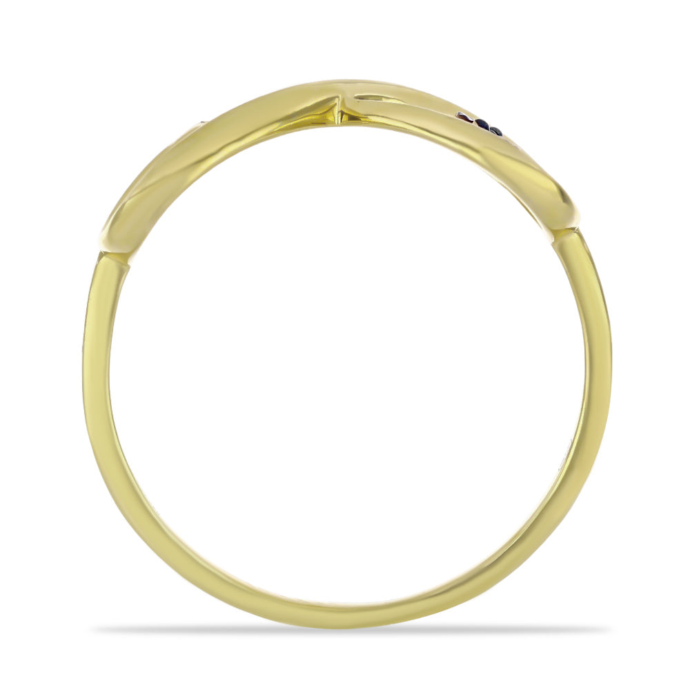 Anillo de Plata Bañada en Oro con Diamante Azul 2 