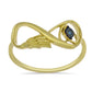 Anillo de Plata Bañada en Oro con Diamante Azul