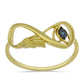 Anillo de Plata Bañada en Oro con Diamante Azul