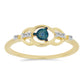 Anillo de Plata Bañada en Oro con Diamante Azul y Zircón Blanco