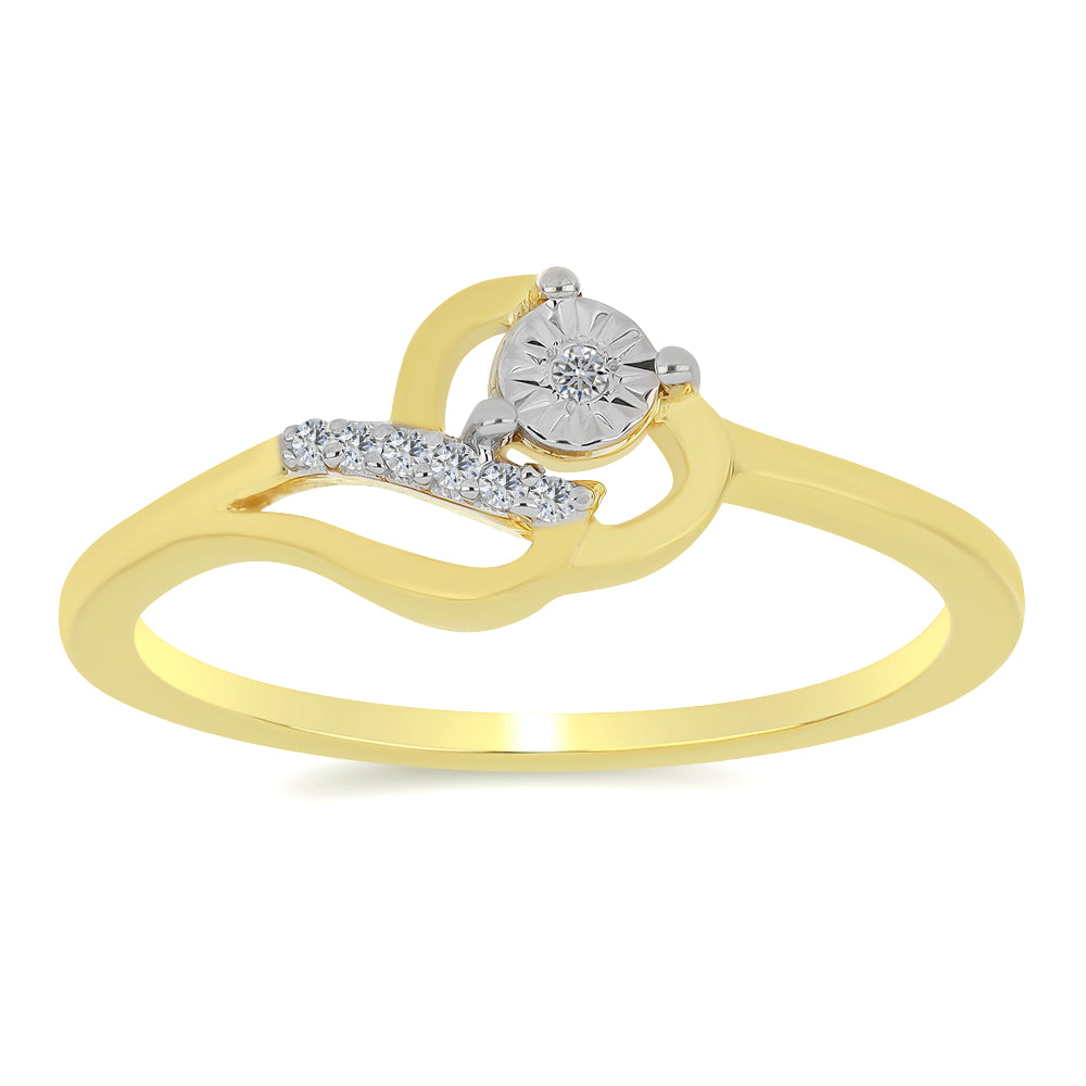 Anillo de Plata Bañada en Oro con Diamante blanco y Zircón Blanco 3 