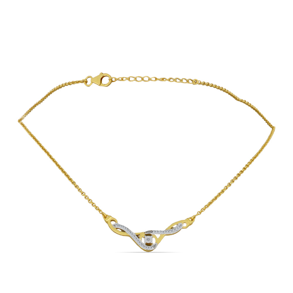 Collar de Plata Bañada en Oro con Diamante blanco y Zircón Blanco 2 