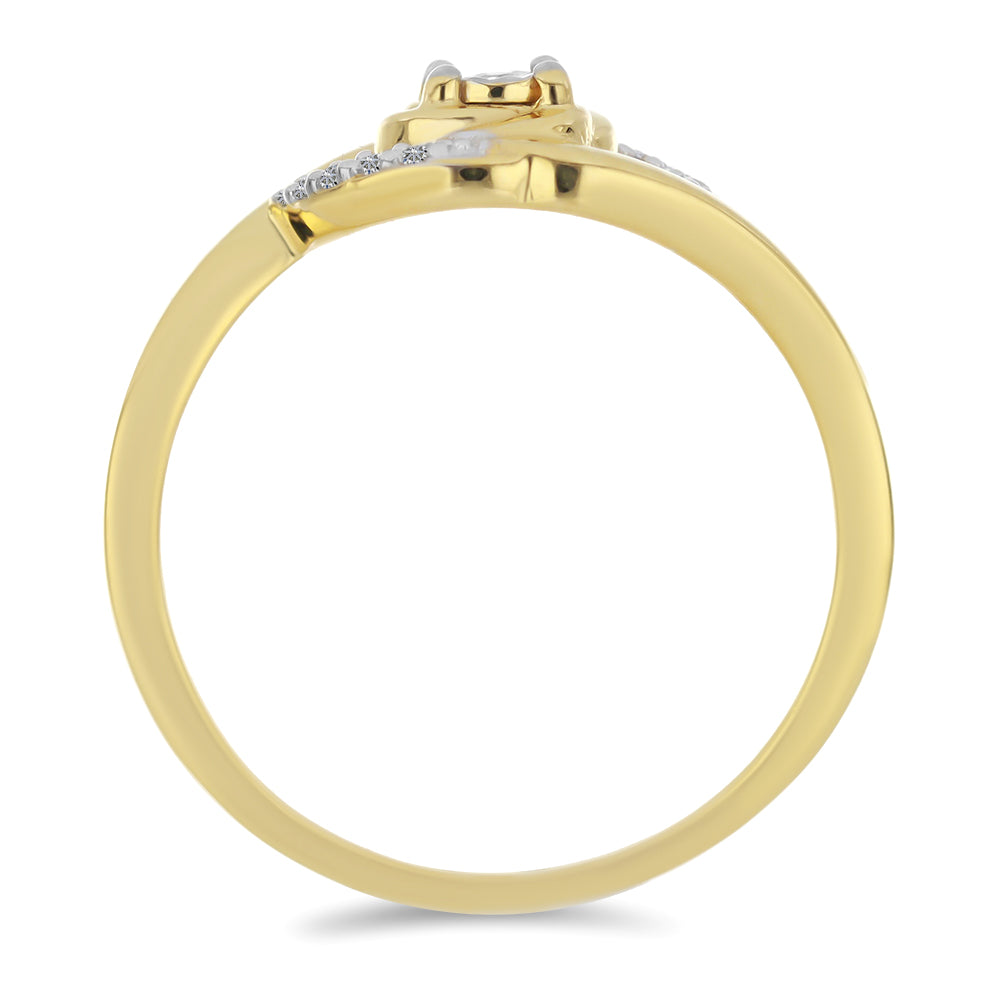 Anillo de Plata Bañada en Oro con Diamante blanco y Zircón Blanco 2 