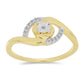 Anillo de Plata Bañada en Oro con Diamante blanco y Zircón Blanco