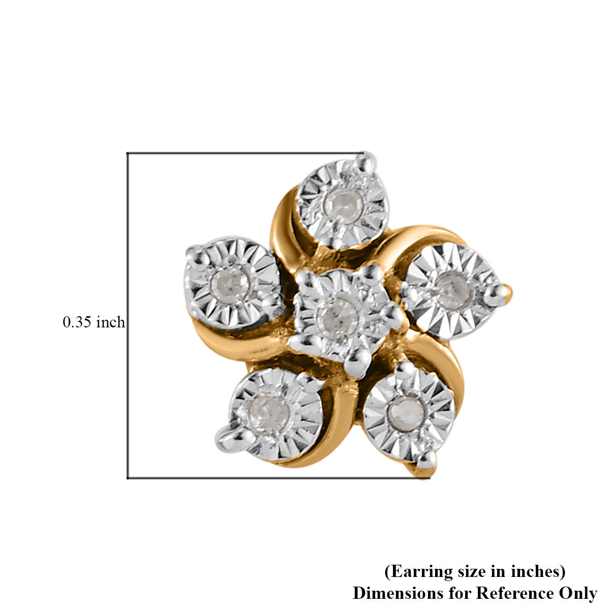 Pendientes de Plata Bañada en Oro con Diamante blanco