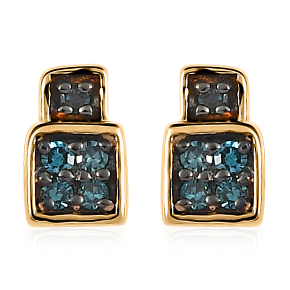 Pendientes de Oro 9K con Diamante Azul 1 