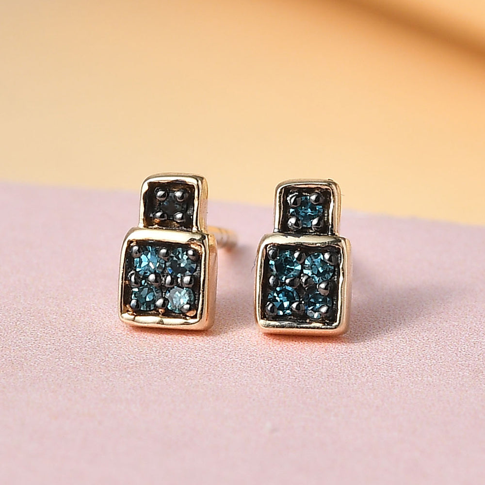 Pendientes de Oro 9K con Diamante Azul 2 