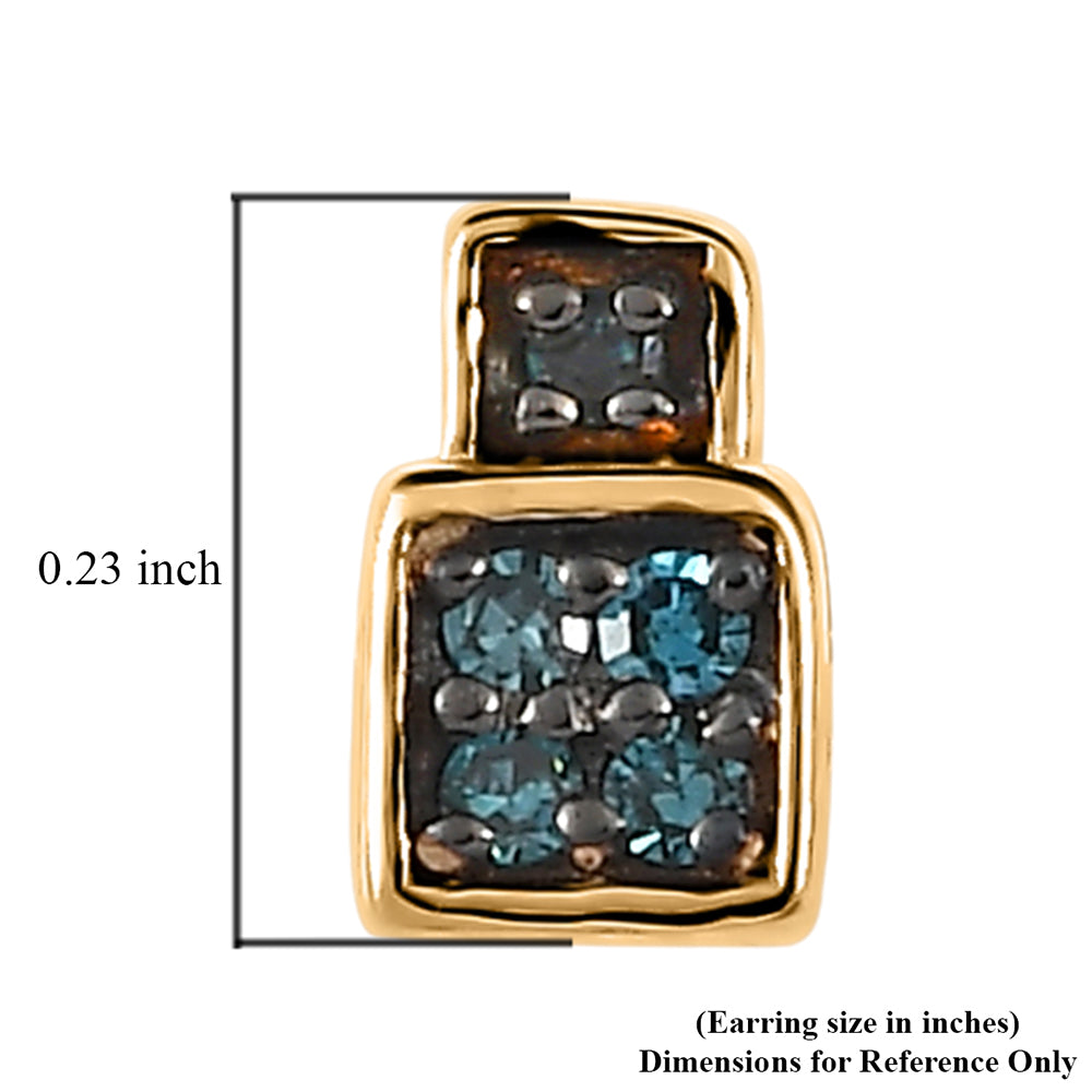 Pendientes de Oro 9K con Diamante Azul 4 