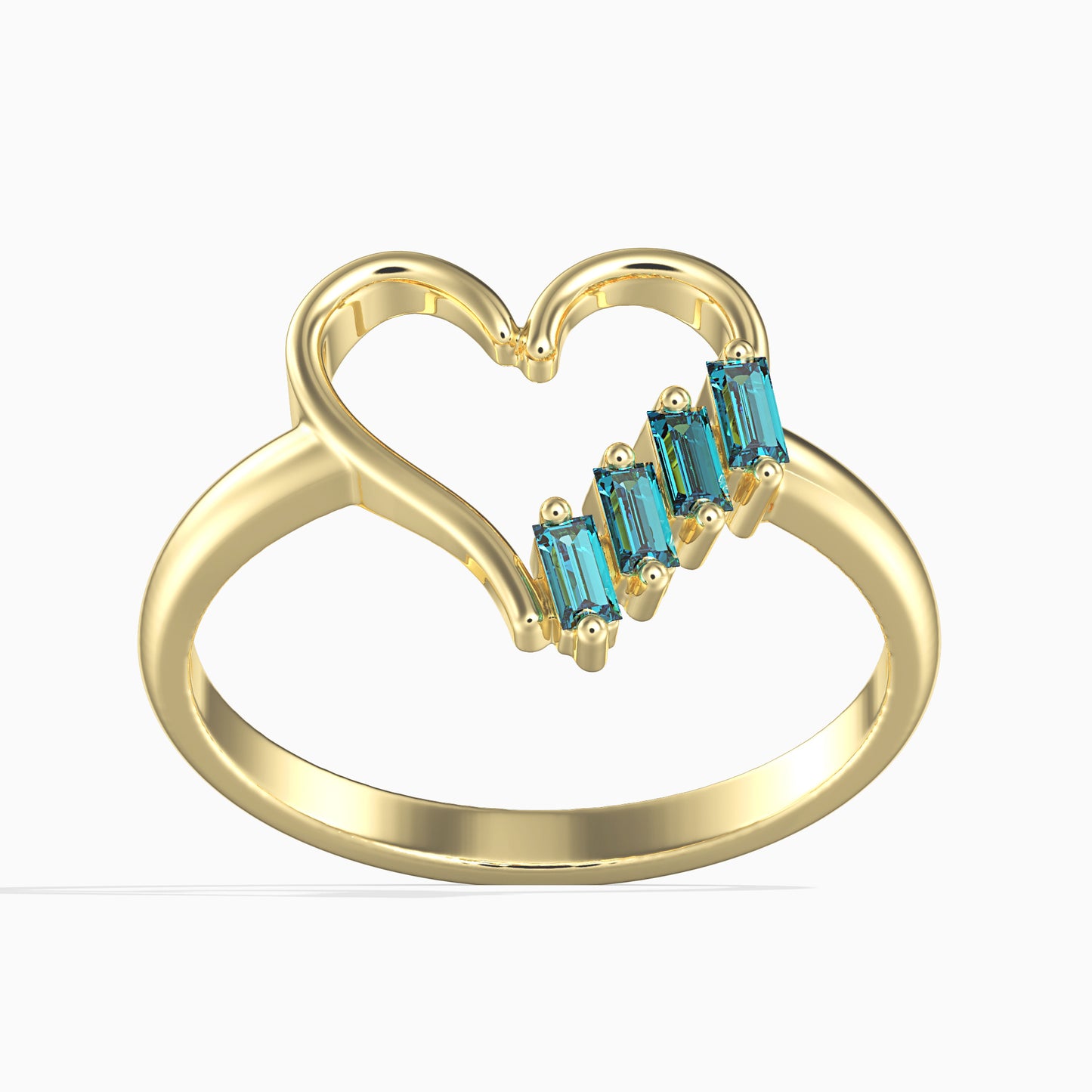 Anillo de Oro 14K con Diamante Azul (4 piezas)