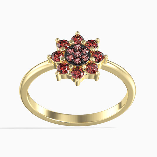 Anillo de Oro 14K con Diamante Rojo (15 piezas)