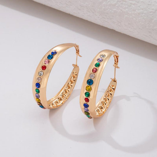 Pendientes de Aleación Bañado en Oro con Cristal Emporia® Rojo y Cristal Emporia® Azul