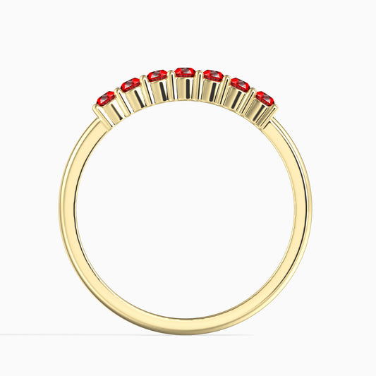 Anillo de Oro 14K con Diamante Rojo (7 piezas)