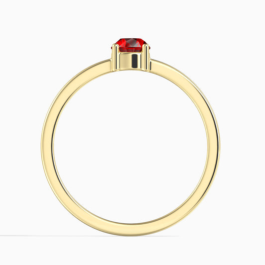 Anillo de Oro 14K con Diamante Rojo