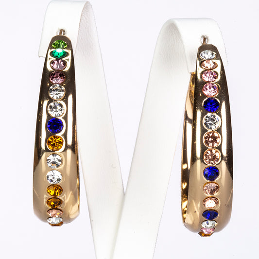 Pendientes de Aleación Bañado en Oro con Cristal Emporia® Rojo y Cristal Emporia® Azul