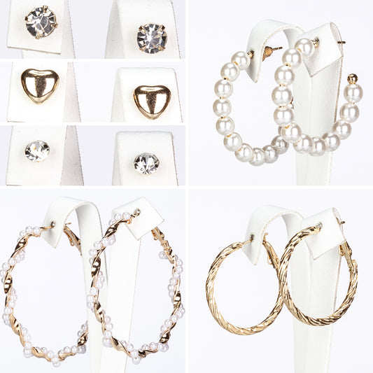 Conjunto de Aleación Bañado en Oro con Perla de cristal y Cristal Emporia® Blanco ( Pendientes )