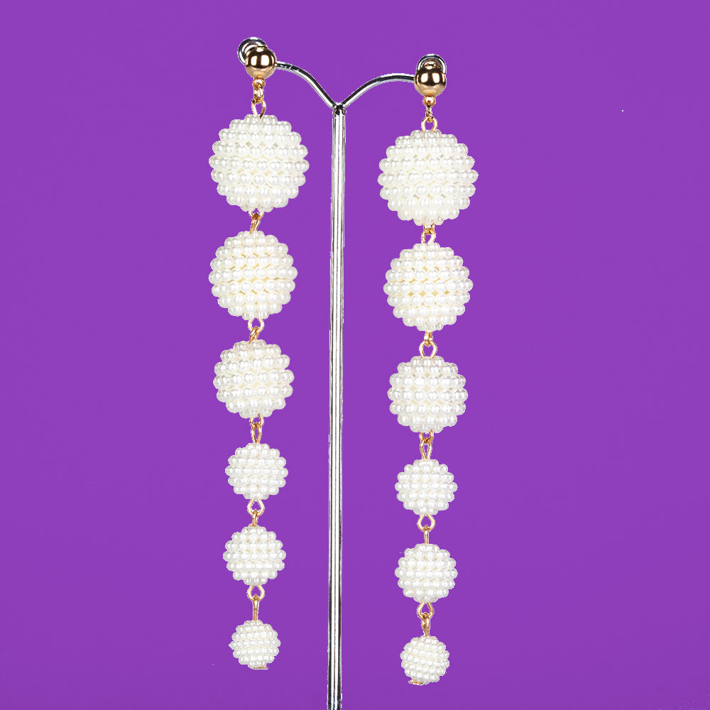 Conjunto de Aleación Bañado en Oro con Perla de cristal ( Collar +Pendientes +Pulsera ) 2 