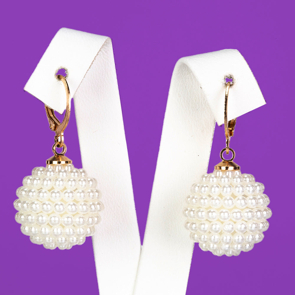 Conjunto de Aleación Bañado en Oro con Perla de cristal ( Collar +Pendientes +Pulsera )