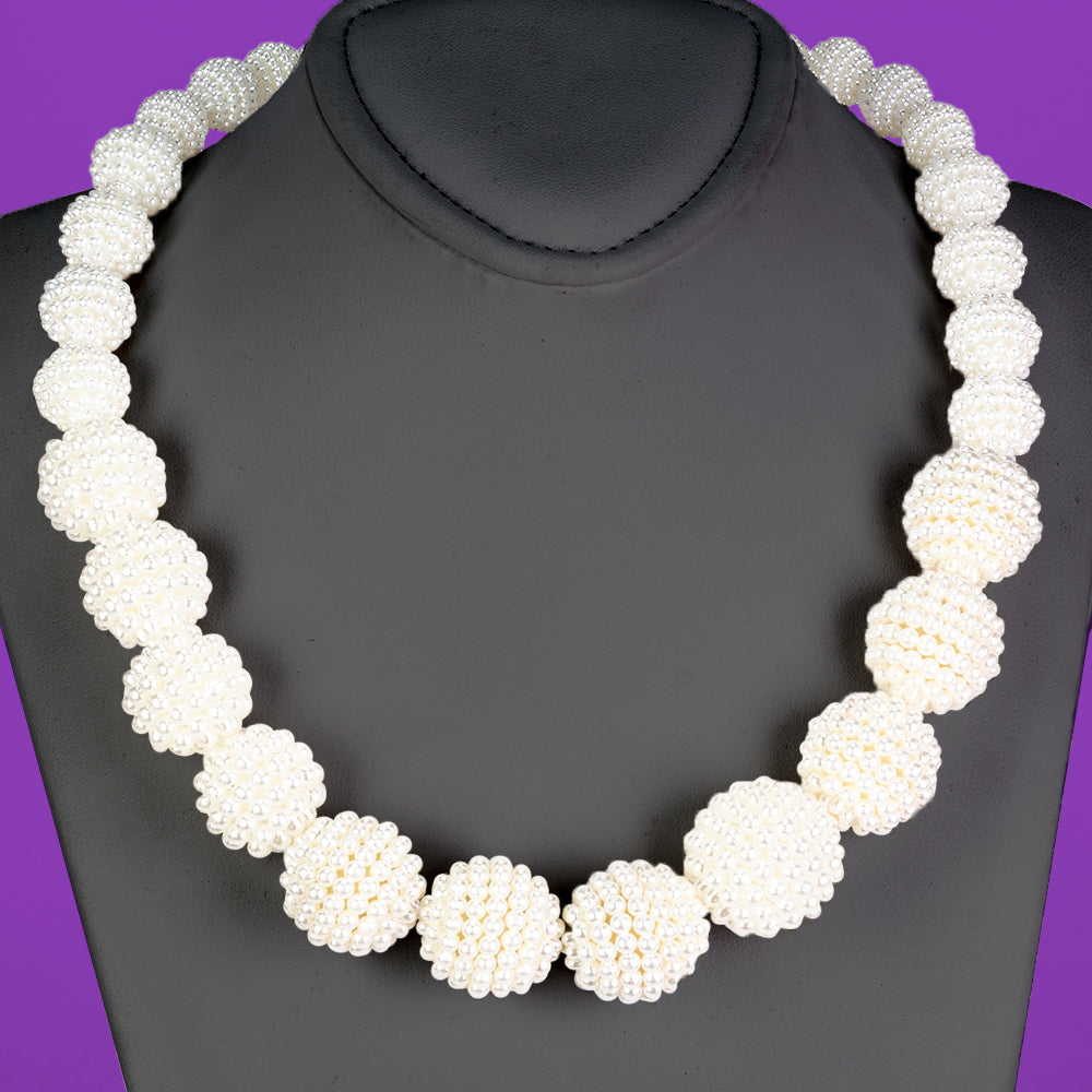 Conjunto de Aleación Bañado en Oro con Perla de cristal ( Collar +Pendientes +Pulsera )