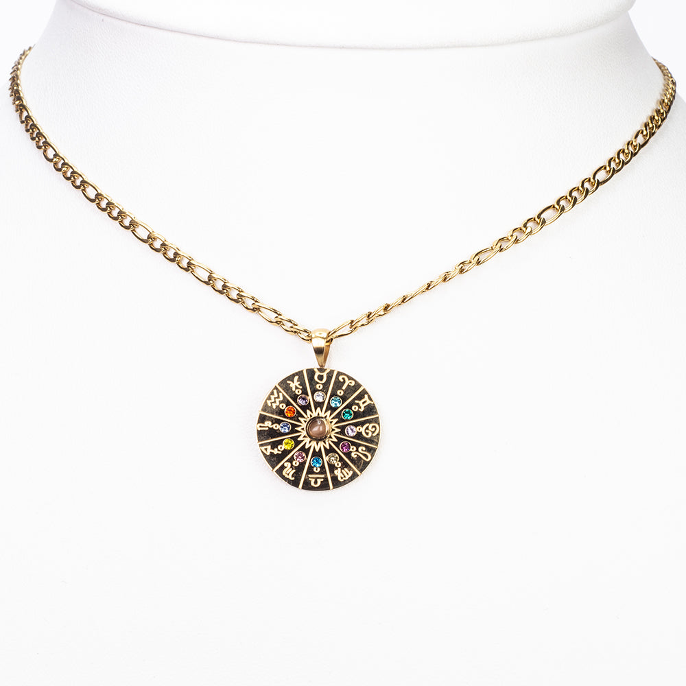 Collar de Aleación Bañado en Oro con Ojo de Tigre ( Collar +Colgante ) 3 