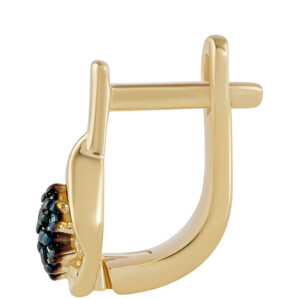 Pendientes de Plata Bañada en Oro con Diamante Azul 2 