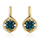 Pendientes de Plata Bañada en Oro con Diamante Azul
