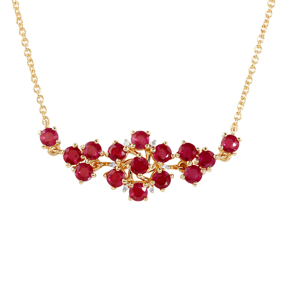 Collar de Plata Bañada en Oro con Rubí de Tailandia y Topacio Blanco 1 