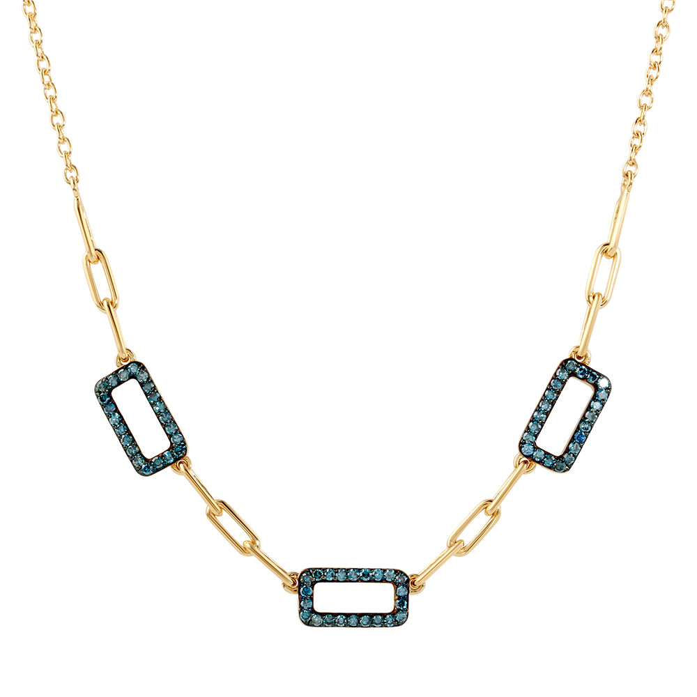 Collar de Plata Bañada en Oro con Diamante Azul 1 