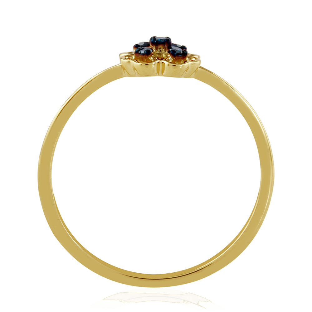Anillo de Plata Bañada en Oro con Diamante Azul