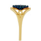Anillo de Plata Bañada en Oro con Diamante Azul