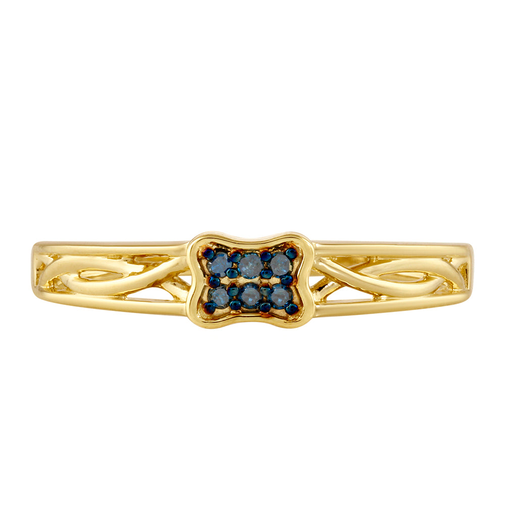 Anillo de Plata Bañada en Oro con Diamante Azul 1 