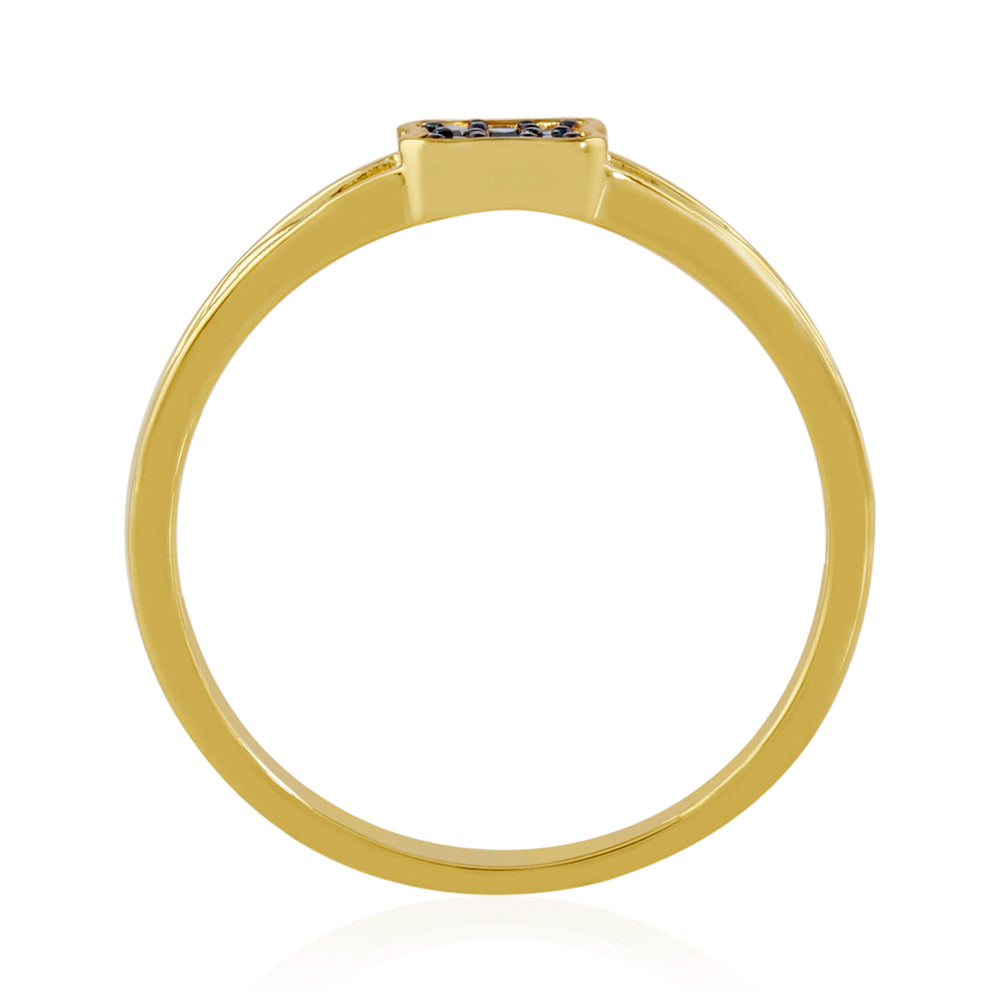 Anillo de Plata Bañada en Oro con Diamante Azul