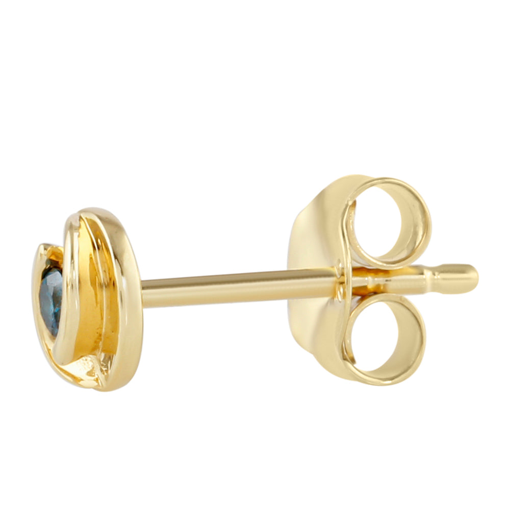 Pendientes de Plata Bañada en Oro con Diamante Azul 2 