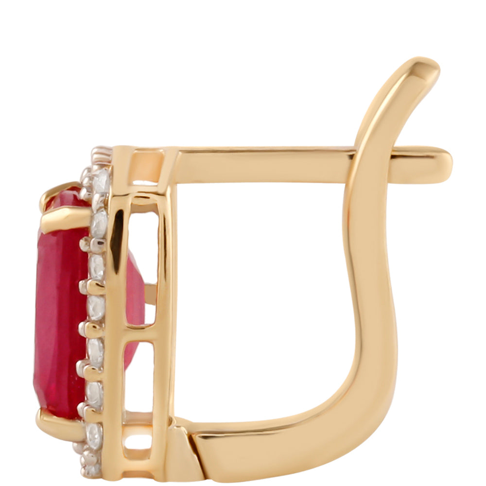 Pendientes de Oro 9K con Rubí de Madagascar y Zircón Blanco 2 