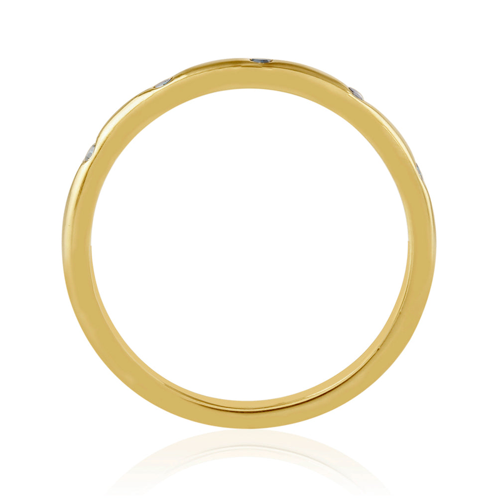 Anillo de Plata Bañada en Oro con Diamante Azul 3 