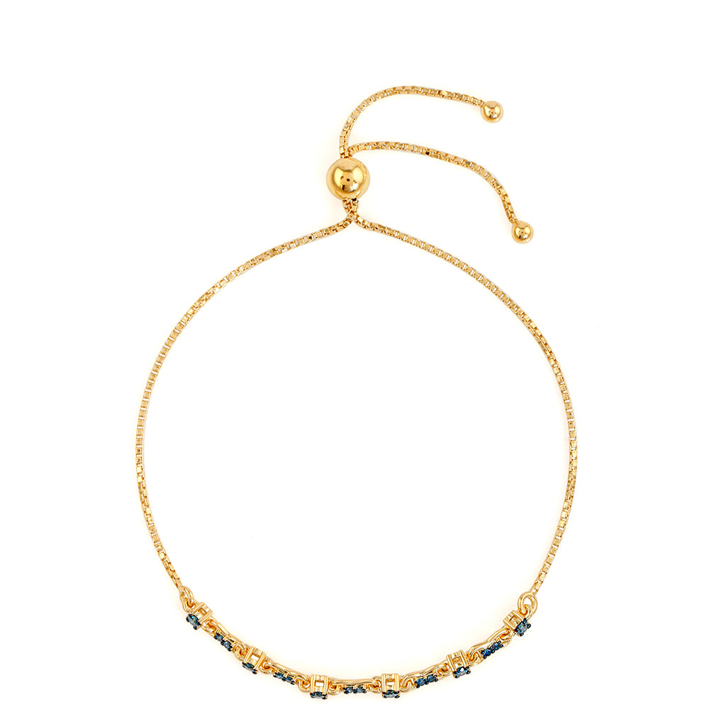 Pulsera de Plata Bañada en Oro con Diamante Azul 2 