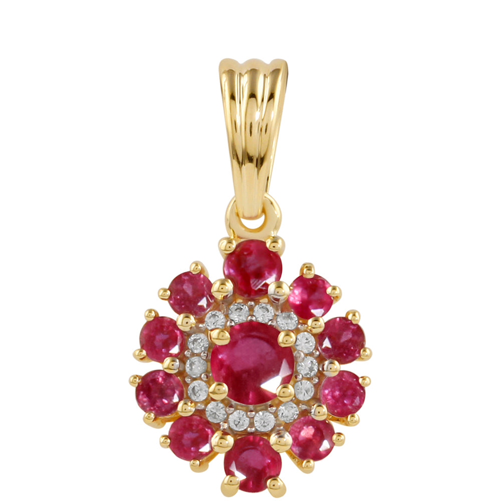 Colgante de Plata Bañada en Oro con Rubí de Tailandia y Topacio Blanco 1 