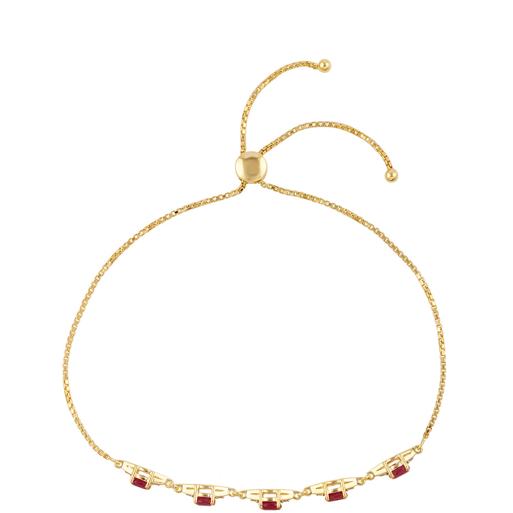 Pulsera de Plata Bañada en Oro con Rubí de Tailandia y Topacio Blanco 2 