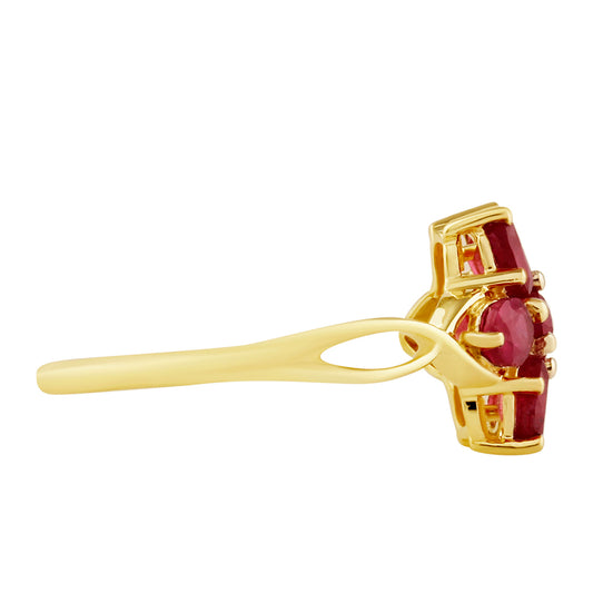 Anillo de Plata Bañada en Oro con Rubí de Tailandia