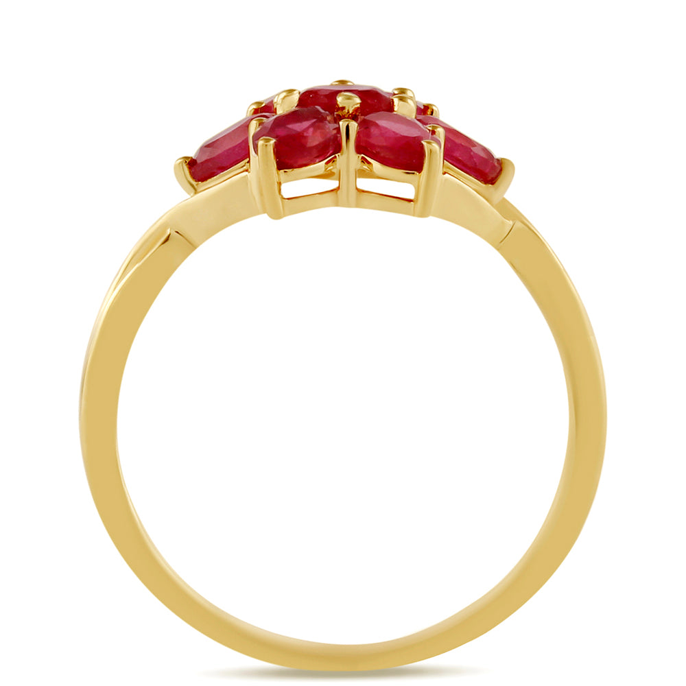 Anillo de Plata Bañada en Oro con Rubí de Tailandia