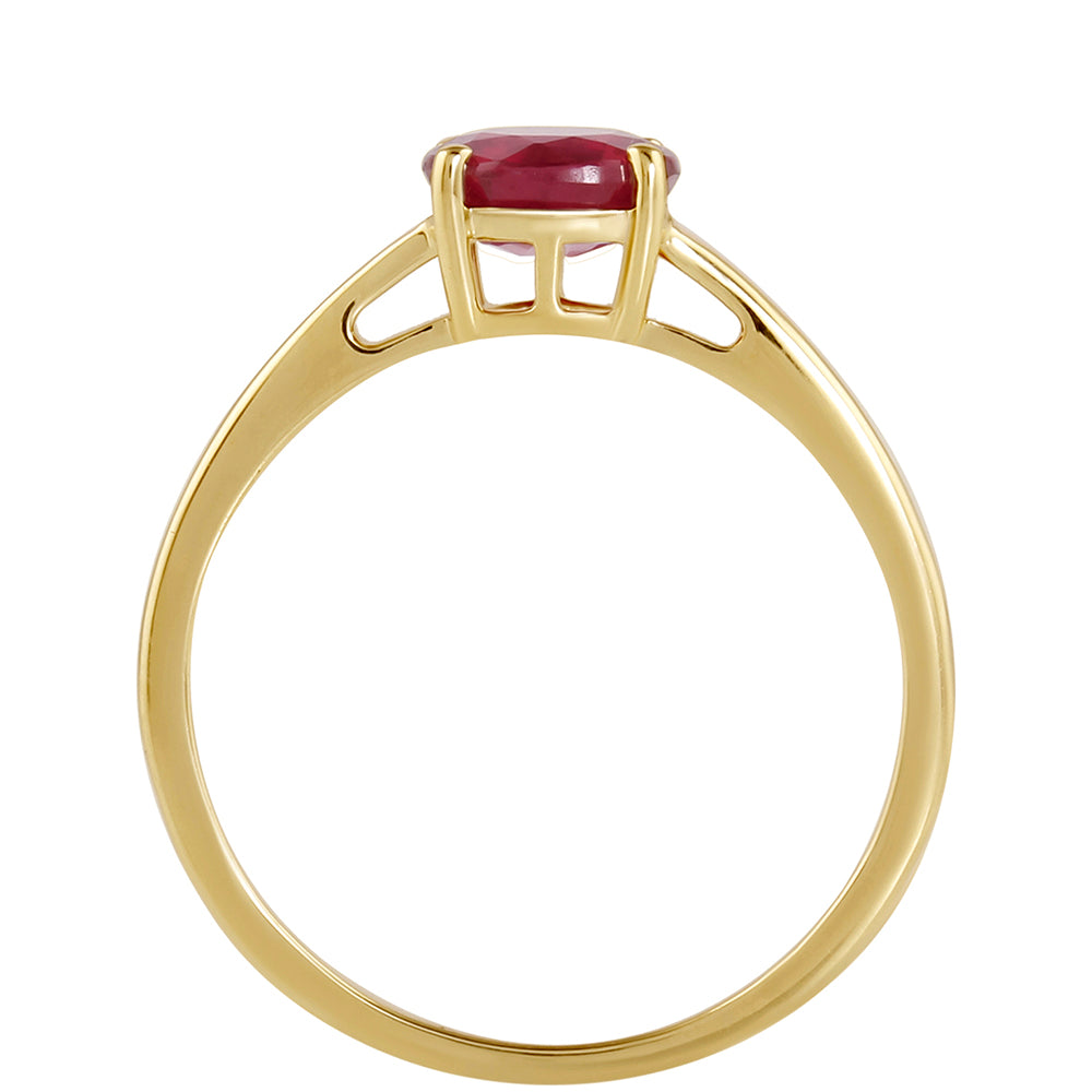 Anillo de Plata Bañada en Oro con Rubí de Tailandia