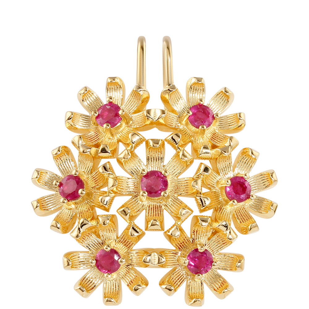 Colgante de Plata Bañada en Oro con Rubí de Tailandia