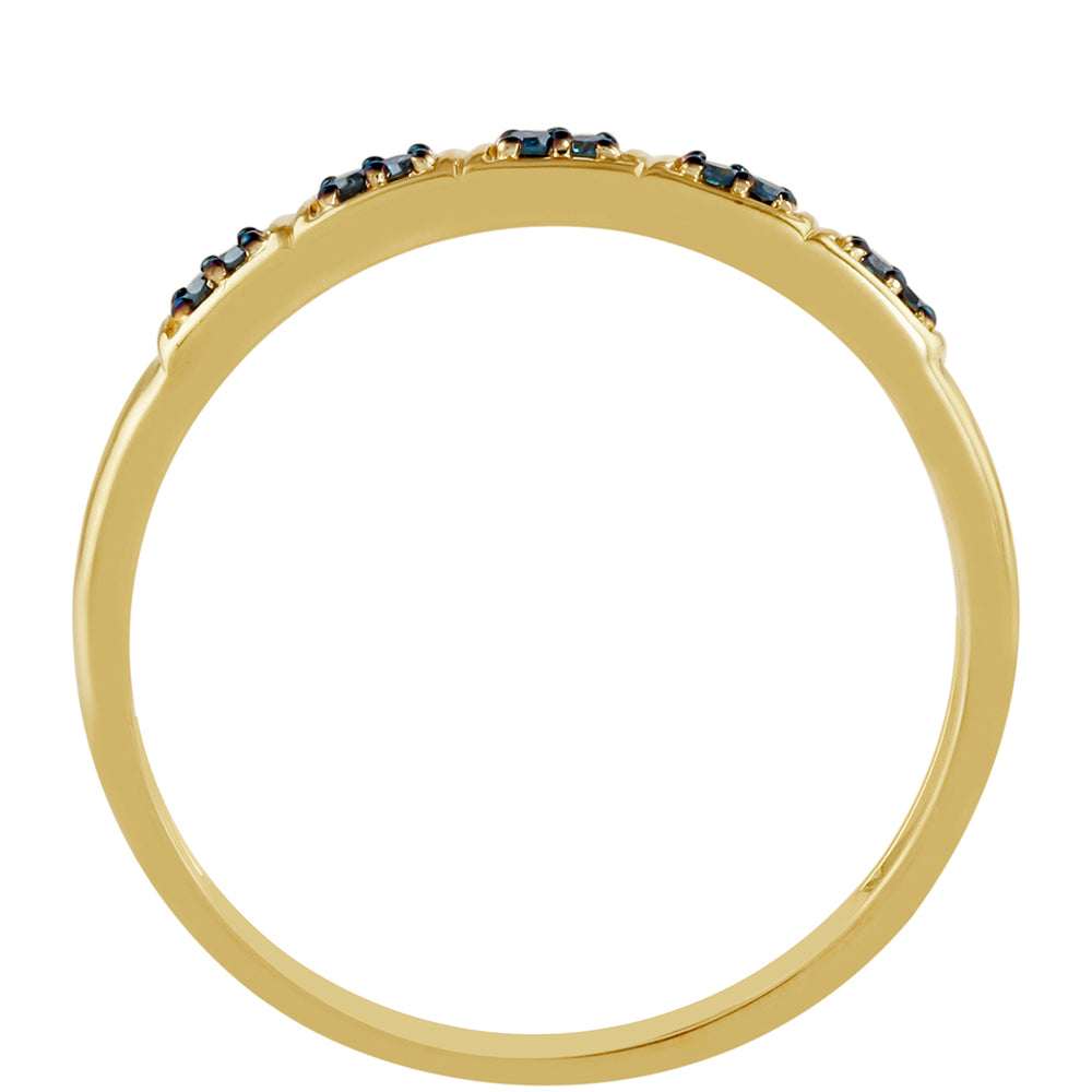 Anillo de Plata Bañada en Oro con Diamante Azul