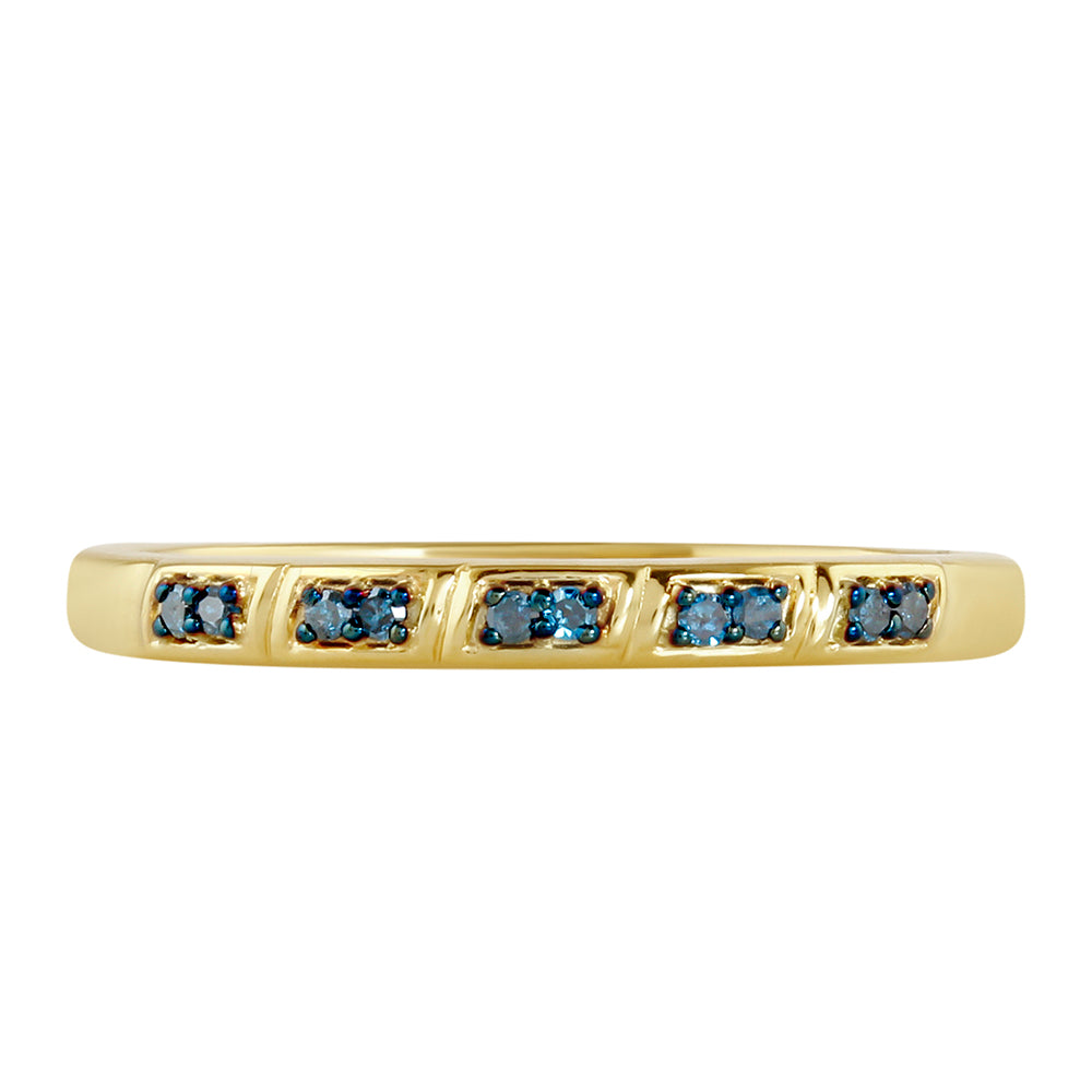 Anillo de Plata Bañada en Oro con Diamante Azul