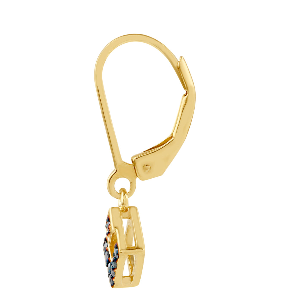 Pendientes de Plata Bañada en Oro con Diamante Azul 2 