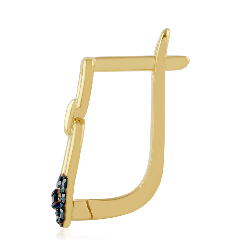 Pendientes de Plata Bañada en Oro con Diamante Azul